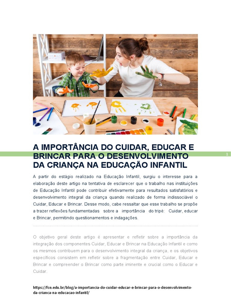 A Importância Do Cuidado E Da Educação Na Educação Infantil - Cyber Konnect